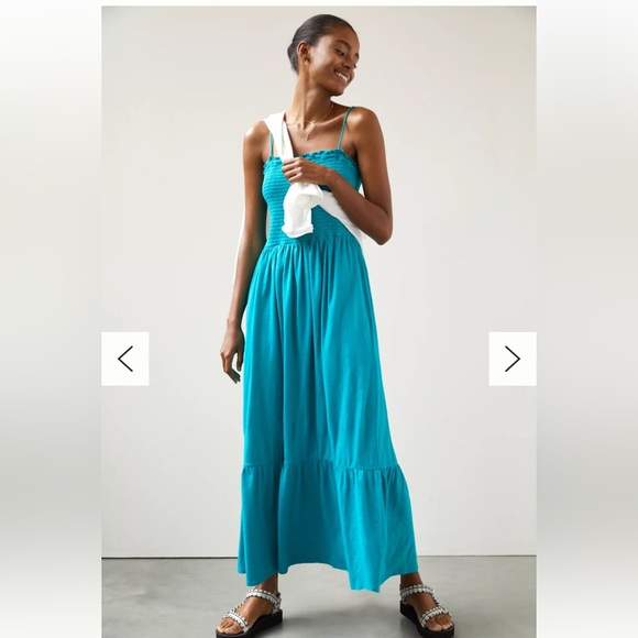 Anthropologie Dresses & Skirts - New Anthropologie Smocked Flounced Teal Blue Green Tiered Marisol Maxi Dress S
